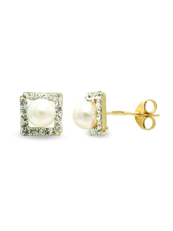 9K PENDIENTES PERLA 4 MM Y CIRCONiTAS...