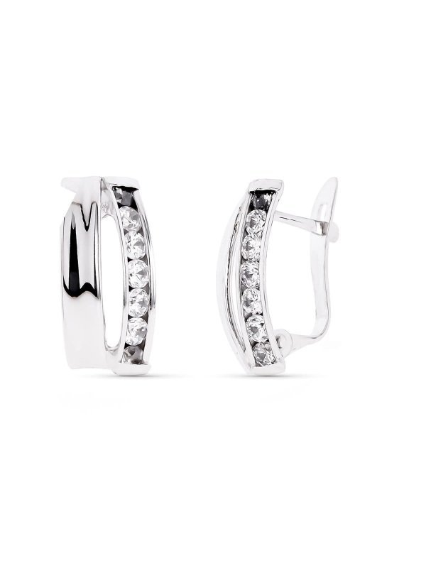 9K PENDIENTES ORO BLANCO BANDAS CON...
