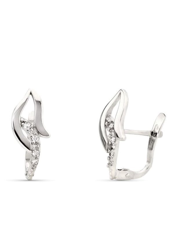 9K PENDIENTES ORO BLANCO BANDAS CON...