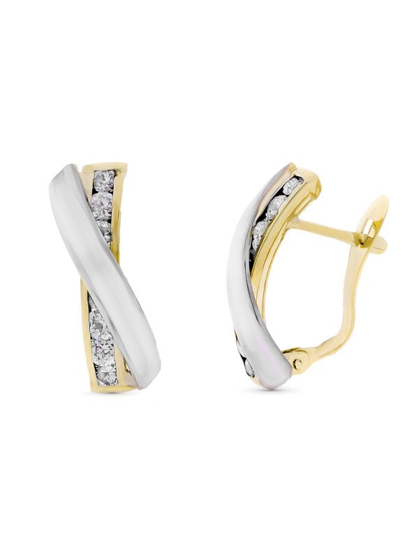 9K PENDIENTES ORO BICOLOR BANDAS...