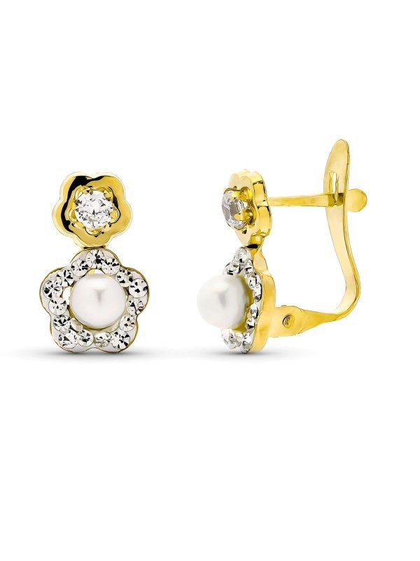 9K PENDIENTES ORO BICOLOR CON...
