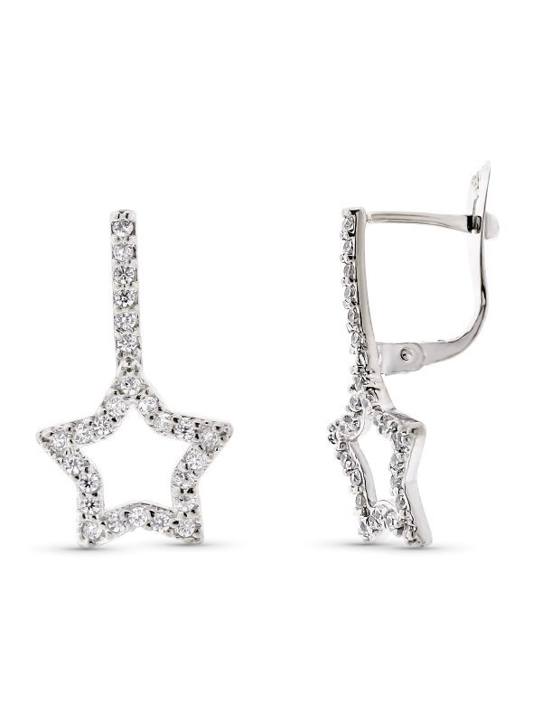 9K PENDIENTES ORO BLANCO DOBLE CUERPO...
