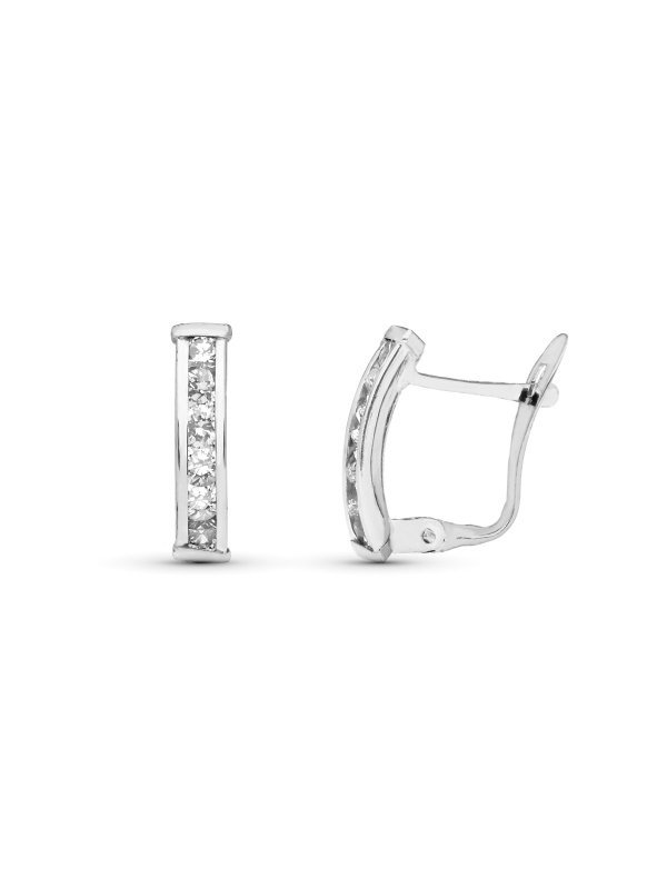 9K PENDIENTES ORO BLANCO BANDAS CON...