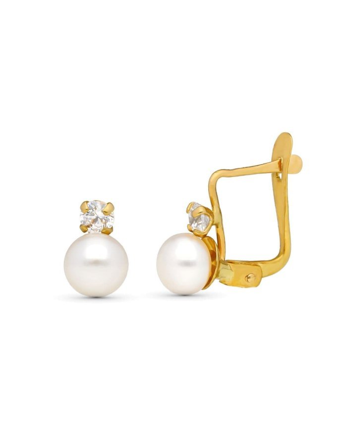 9K PENDIENTES ORO AMARILLO PERLA Y...