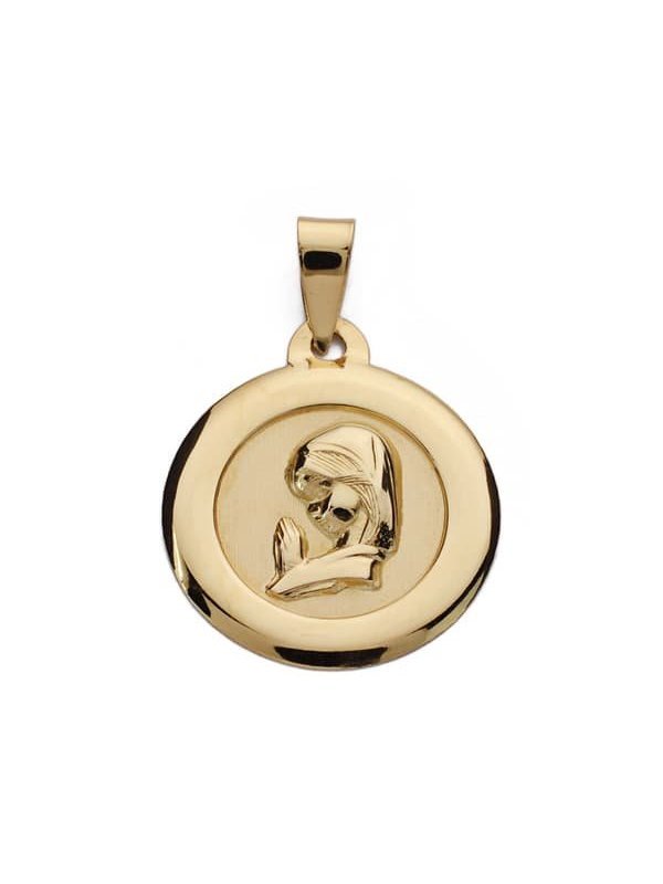 9K MEDALLA VIRGEN NIÑA CERCO LISO 18 MM