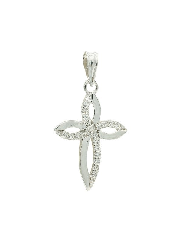 9K CRUZ ORO BLANCO CIRCONITAS 23X15 MM