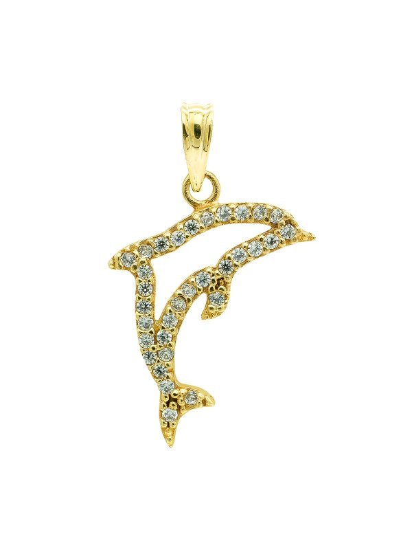 9K COLGANTE DELFIN CIRCONITAS 21X18 MM