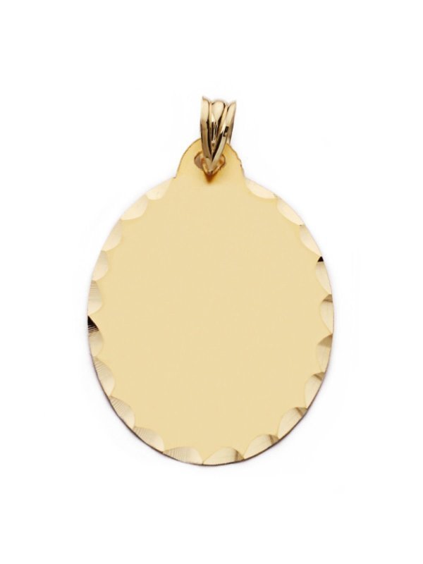 9K CHAPA OVAL MATE TALLADA 34X23 MM