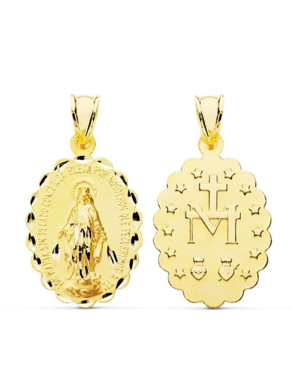 9K MEDALLA VIRGEN MILAGROSA 28X18 MM