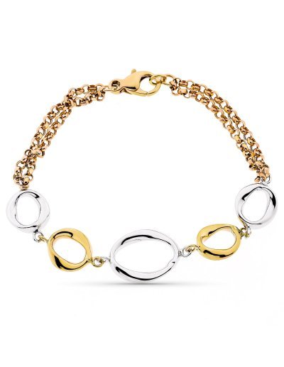 9K PULSERA TRICOLOR HUECA 19CM