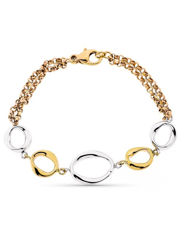 9K PULSERA TRICOLOR HUECA 19CM