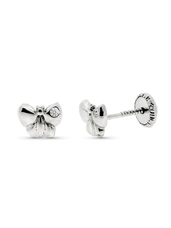 9K PENDIENTES ORO BLANCO FLOR...