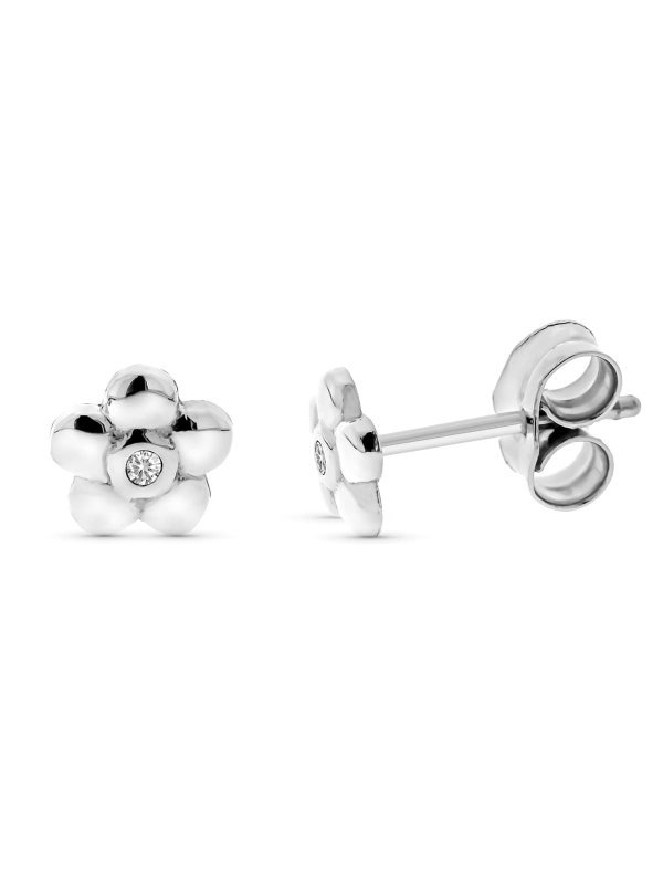 9K PENDIENTES ORO BLANCO FLOR...