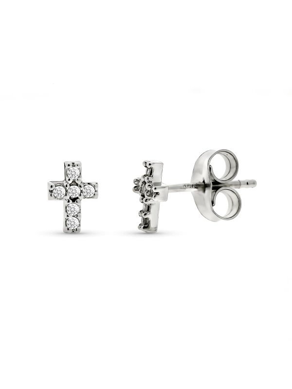 9k PENDIENTES ORO BLANCO CRUZ...