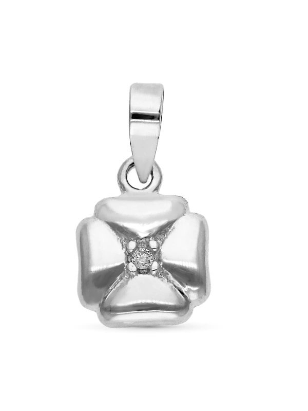 9K COLGANTE ORO BLANCO TREBOL...