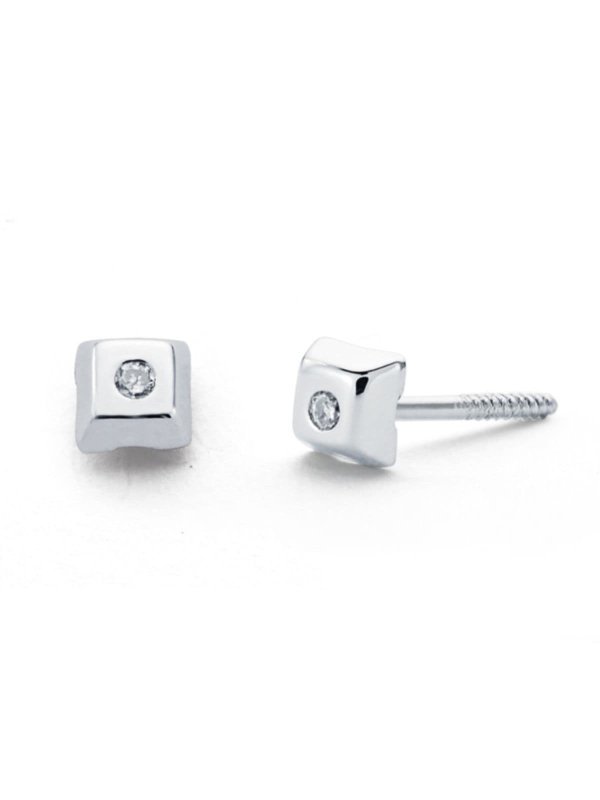 9K PENDIENTES ORO BLANCO DIAMANTES...