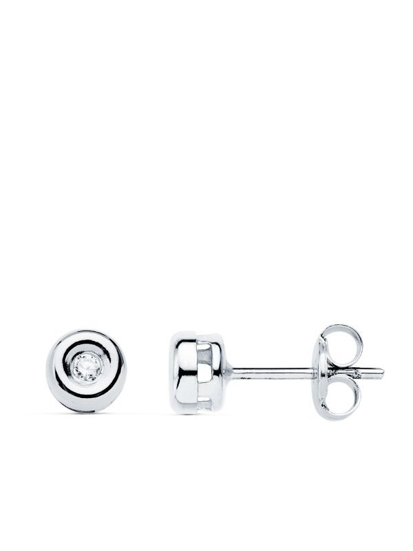18K PENDIENTES ORO BLANCO CHATON...