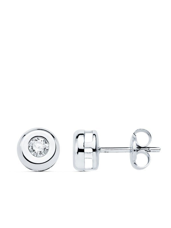 18K PENDIENTES CHATON DIAMANTES 0.200...