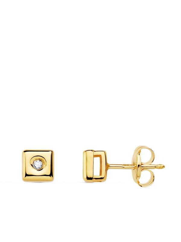 18K PENDIENTES CHATON CUADRADO...