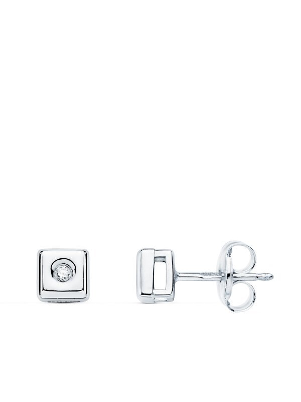 18K PENDIENTES CHATON CUADRADO...