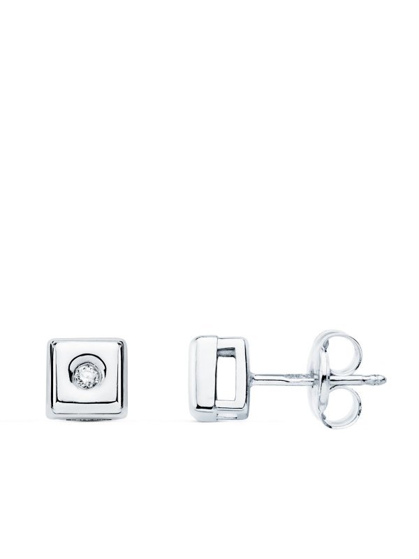 18K PENDIENTES CHATON CUADRADO...