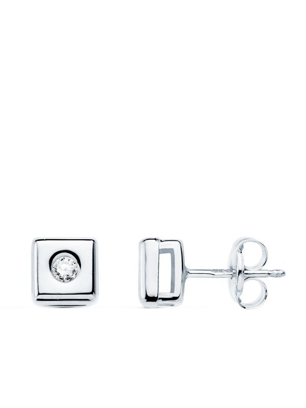 18K PENDIENTES ORO BLANCO CUADRADOS...