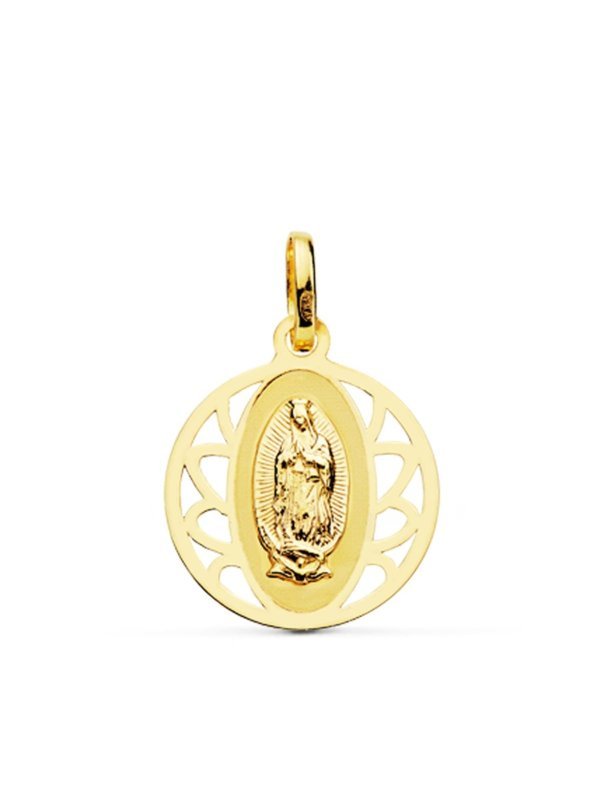 18K VIRGEN GUADALUPE CERCO REDONDO 16 MM