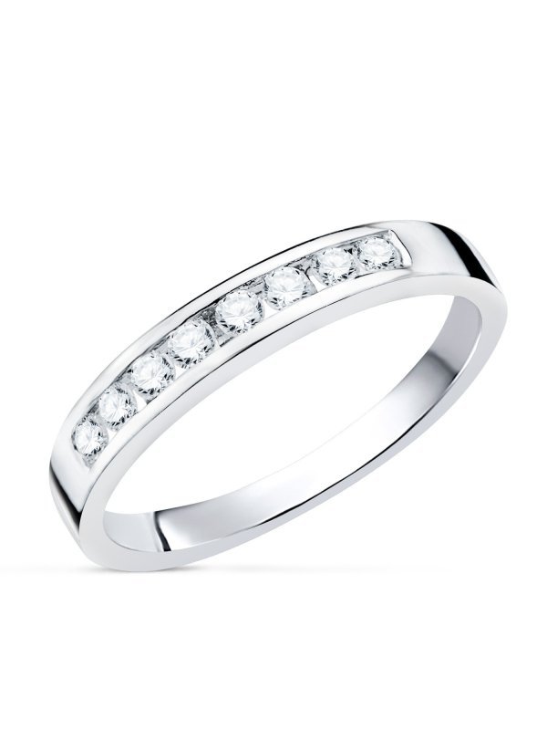 18K ALIANZA 8 DIAMANTES ORO BLANCO...