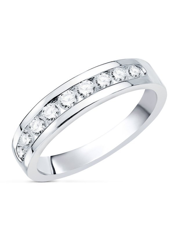 18K ALIANZA 9 DIAMANTES ORO BLANCO...