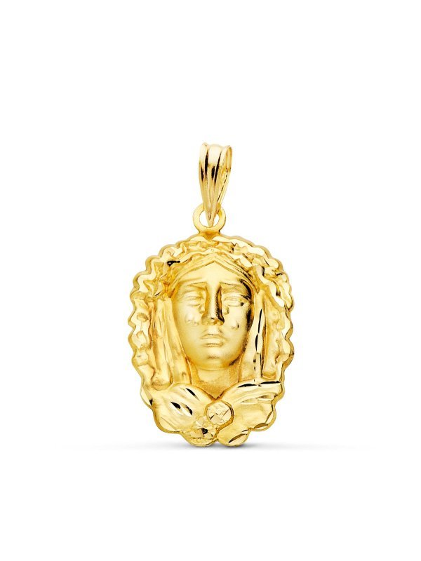 18K MEDALLA SILUETA VIRGEN MARIA DE...
