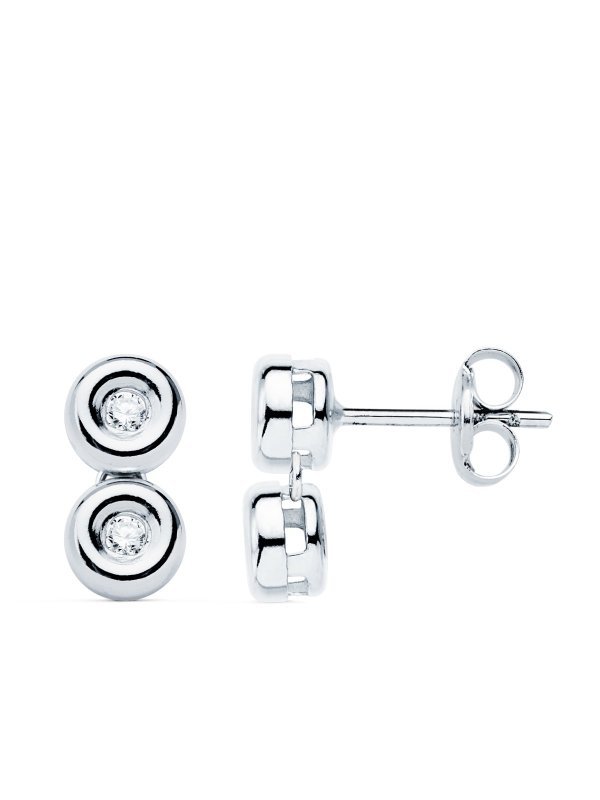 PENDIENTES ORO BLANCO CHATON 4...