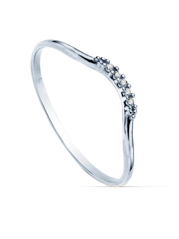 18K SORTIJA ORO BLANCO 5 DIAMANTES...