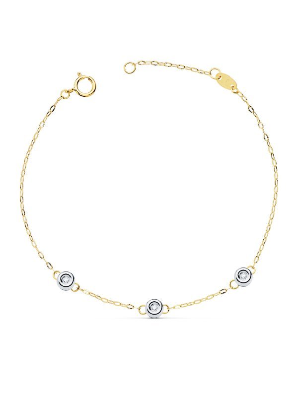 18K PULSERA BICOLOR CADENA FORZADA...