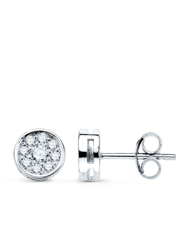 18K PENDIENTES ORO BLANCO CHATON CON...