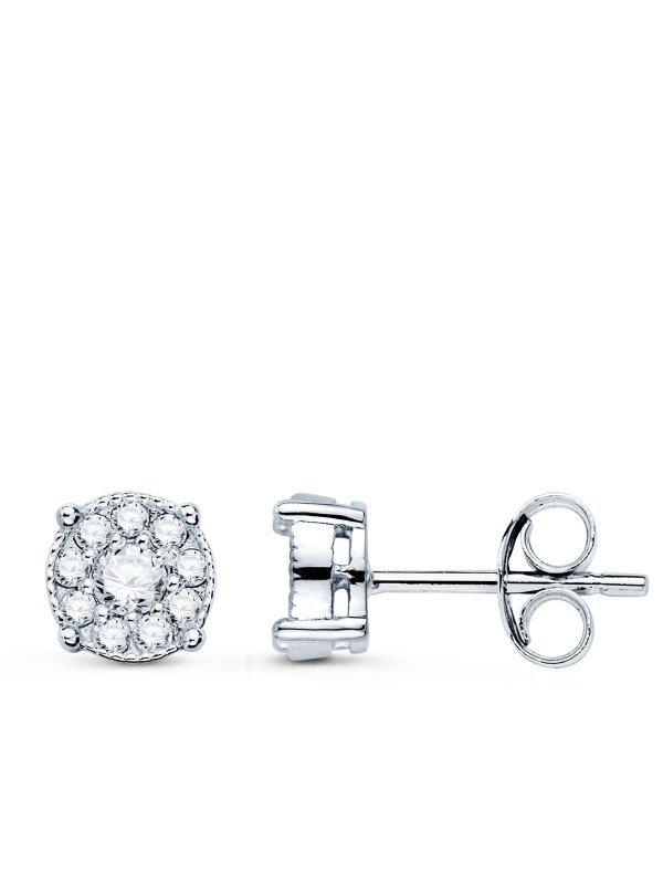 18K PENDIENTES ORO BLANCO CHATON CON...