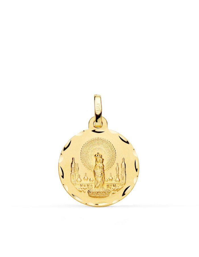18K MEDALLA VIRGEN DEL PILAR TALLADA...