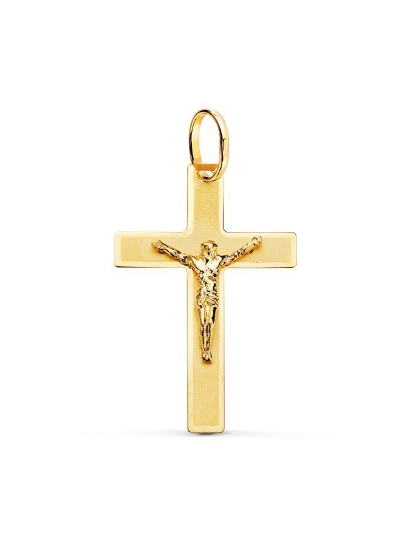 18K CRUZ ORO AMARILLO CON CRISTO...