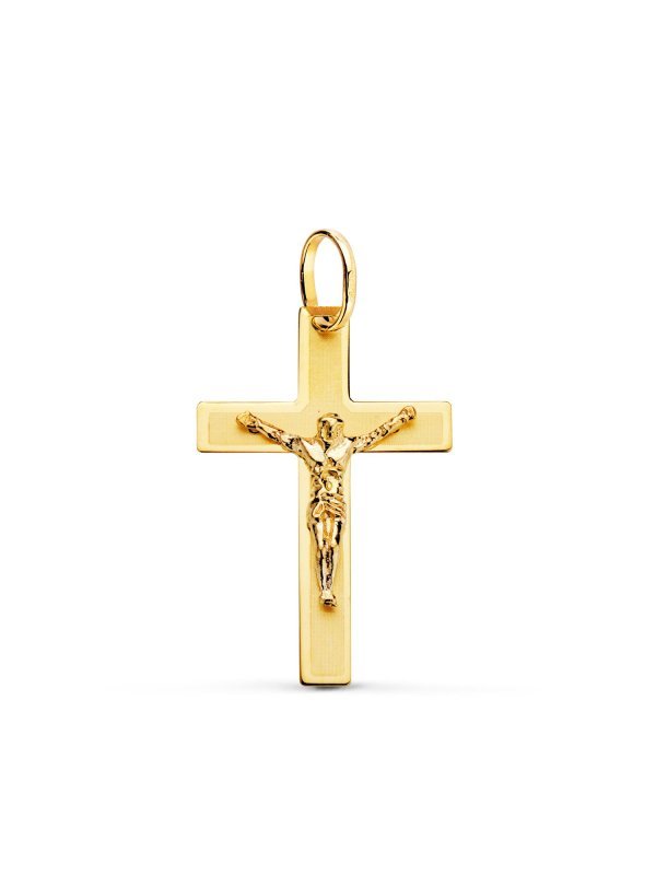 18K CRUZ ORO AMARILLO CON CRISTO...