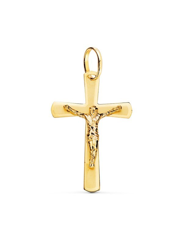 18K CRUZ ORO AMARILLO CON CRISTO...
