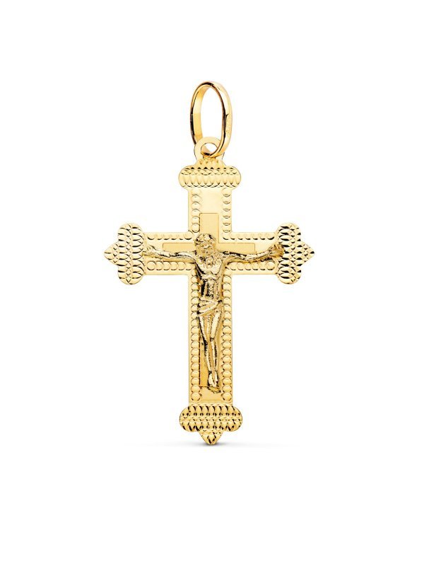 18K CRUZ ORO AMARILLO CON CRISTO...