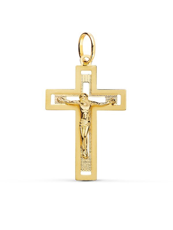 18K CRUZ ORO AMARILLO CON CRISTO...
