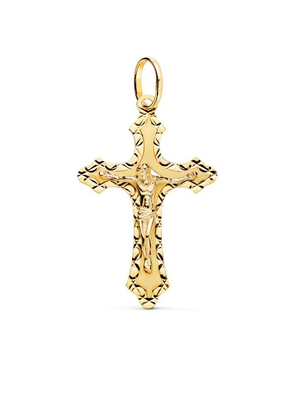 18K CRUZ ORO AMARILLO CON CRISTO...