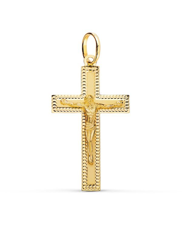 18K CRUZ ORO AMARILLO CON CRISTO...