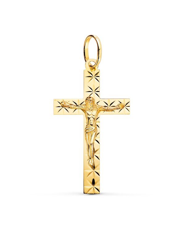 18K CRUZ ORO AMARILLO CON CRISTO...