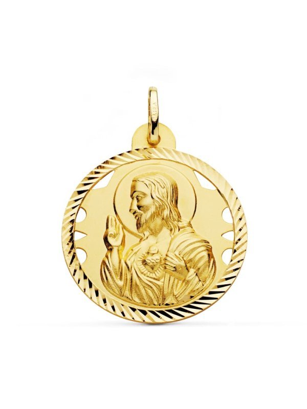 18K MEDALLA CRISTO SAGRADO CORAZON DE...