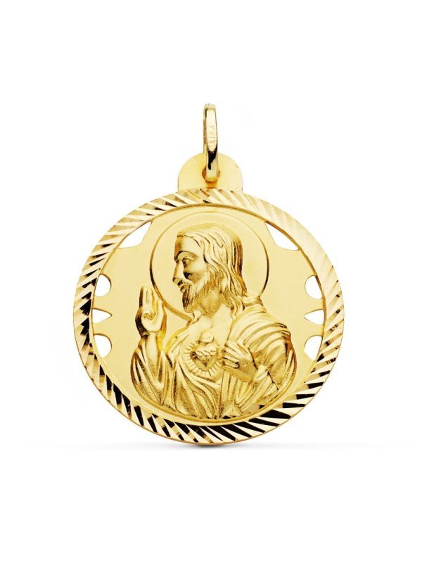18K MEDALLA CRISTO SAGRADO CORAZON DE...