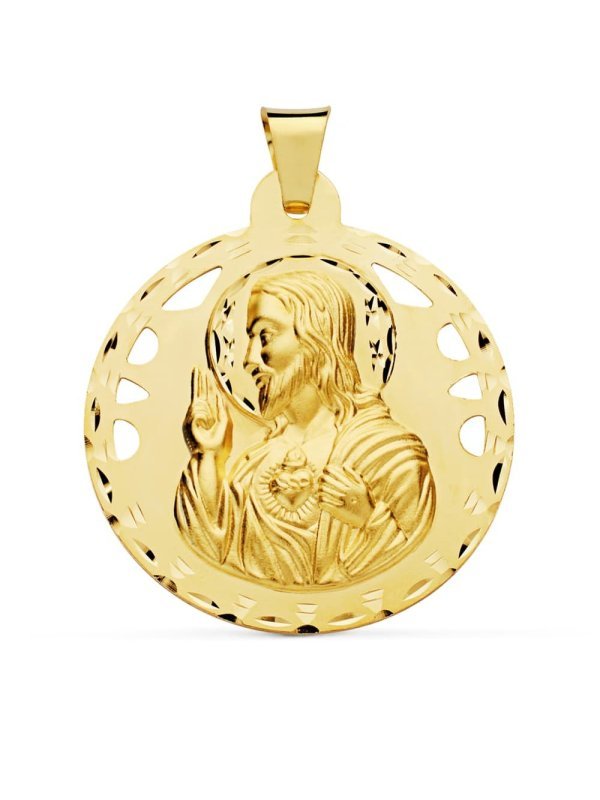 18K MEDALLA CRISTO SAGRADO CORAZON DE...