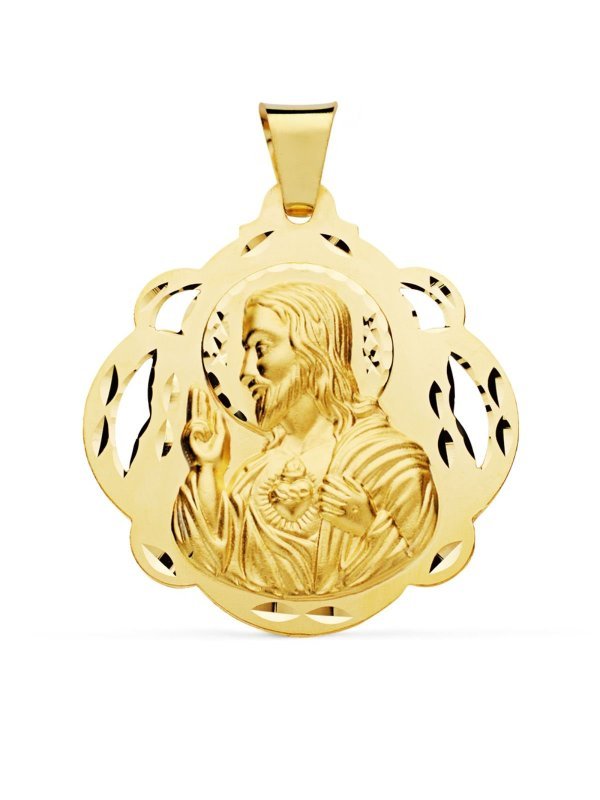 18K MEDALLA CRISTO SAGRADO CORAZON DE...
