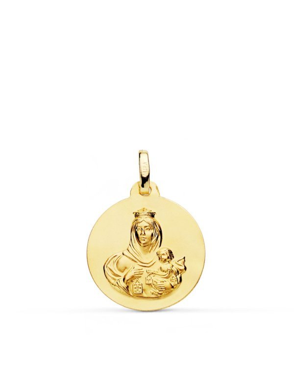 18K MEDALLA VIRGEN DEL CARMEN LISA 16 MM