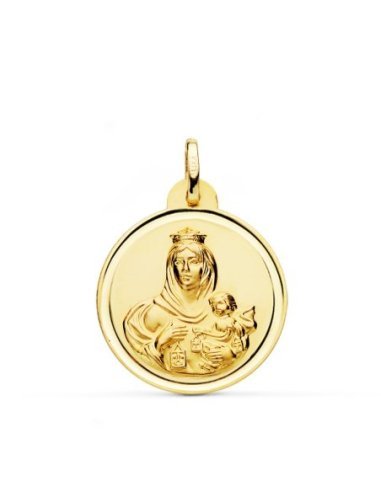 18K MEDALLA VIRGEN DEL CARMEN BISEL...